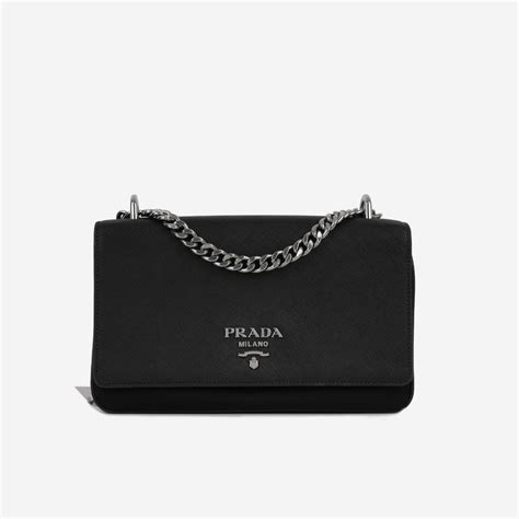 prada pattina in pelle saffiano|Prada Saffiano Flap Pattina In Pelle Black Crossbody Bag.